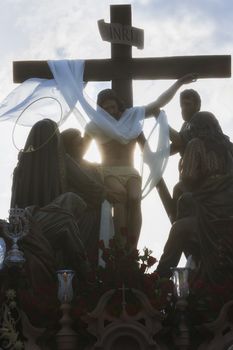 Brotherhood of the Holy Christ of the descent, work of the Spanish sculptor Victor de los Rios, Linares, Jaen province, Andalusia, Spain