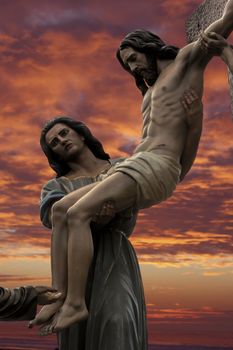 Brotherhood of the Holy Christ of the descent, work of the Spanish sculptor Victor de los Rios, Linares, Jaen province, Andalusia, Spain