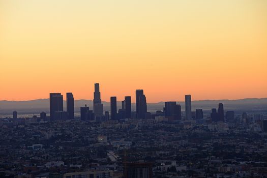 los angeles downtown cityscape at morning