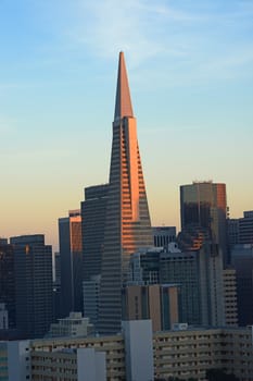 building in san francisco at sunset