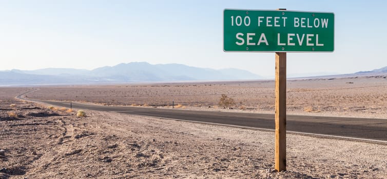 Death Valley, USA. Road sight in the middle of the desert