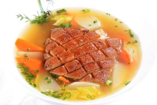 Chinese Food: Boiled Pork Shank on a white background