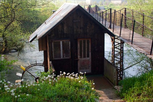 Old water mill and bridge