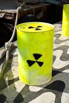 Barrel with radioactive symbol