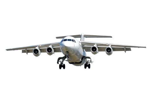 A privat jet plane isolated on a clean white background