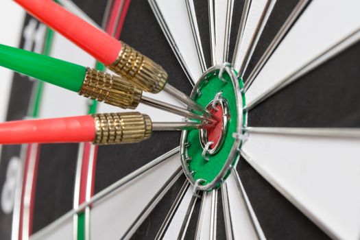 darts arrows in the target center