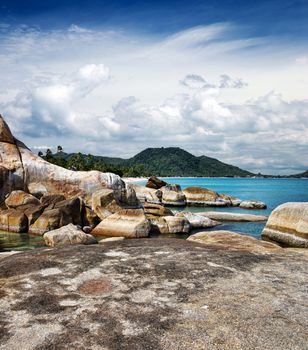 tropical sea under the blue sky