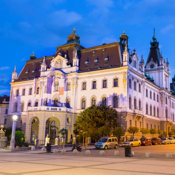 Headquarters building of University of Ljubljana, Slovenia, Europe. One of the sights in the capital.