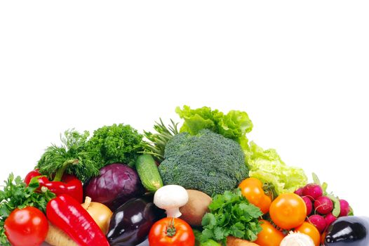  vegetables on the white background