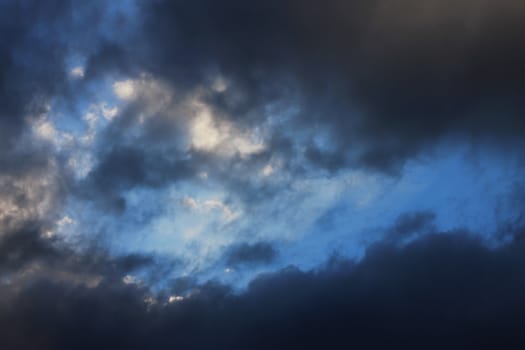 Blue sky and white clouds and the sun
