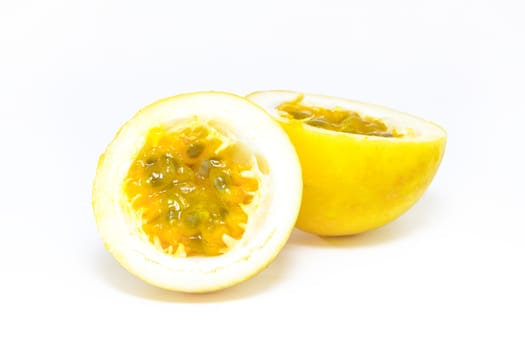 Passion fruit on white background 