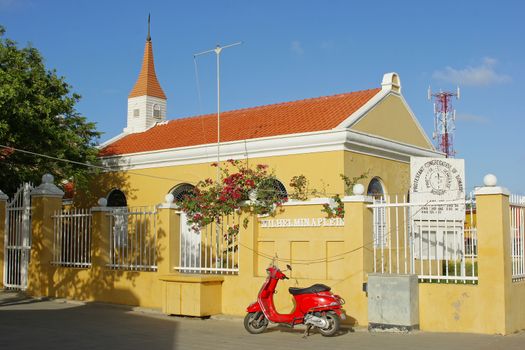 KRALENDIJK, BONAIRE - DECEMBER 11, 2013: Protestant church of Kralendijk on December 11, 2013 on Bonaire, ABC Islands