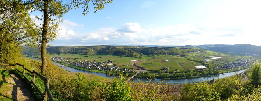 Kindel , Lösnich and Erden on the moselle panorama