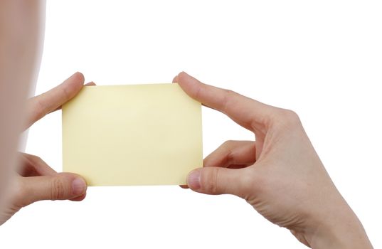 One post it in a woman hand