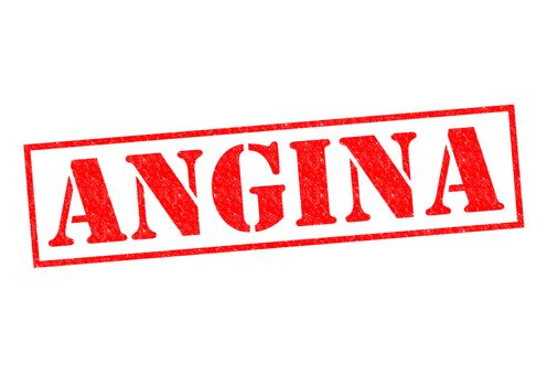 ANGINA red Rubber Stamp over a white background.