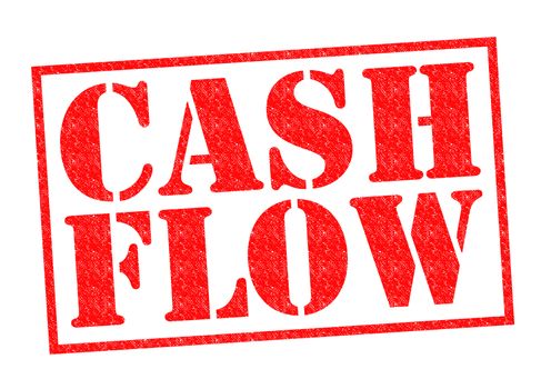 CASH FLOW red Rubber Stamp over a white background.