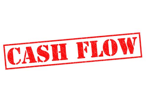 CASH FLOW red Rubber Stamp over a white background.