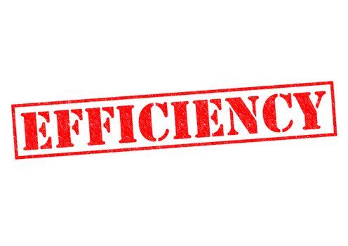 EFFICIENCY red Rubber Stamp over a white background.