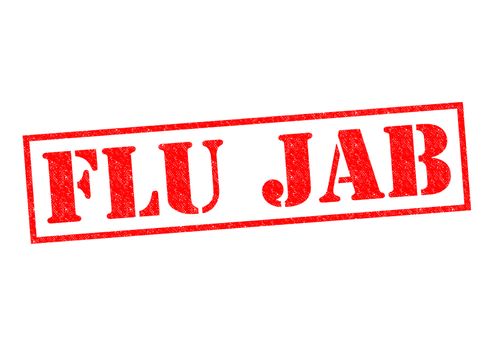 FLU JAB red Rubber Stamp over a white background.