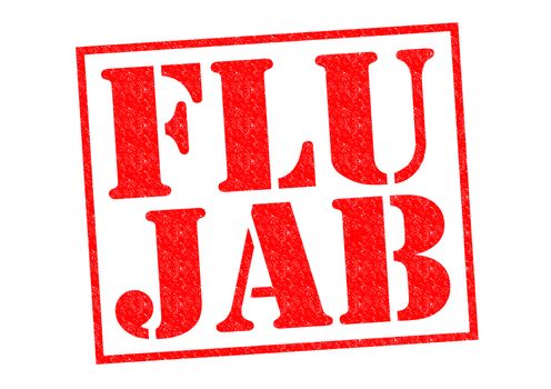FLU JAB red Rubber Stamp over a white background.