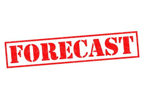 FORECAST red Rubber Stamps over a white background.