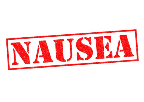 NAUSEA red Rubber Stamp over a white background.