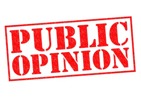 PUBLIC OPINION red Rubber Stamp over a white background.