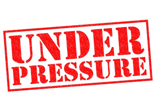 UNDER PRESSURE red Rubber Stamp over a white background.