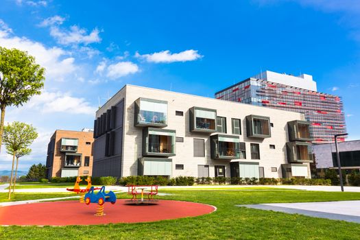 Contemporary eco friendly residential architecture in Ljubljana, Slovenia, Europe.