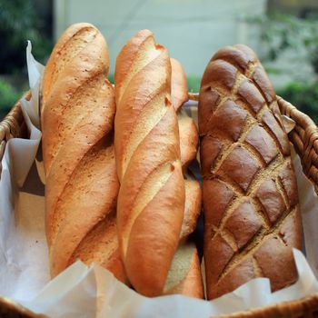 delicious french baguette on buffet line