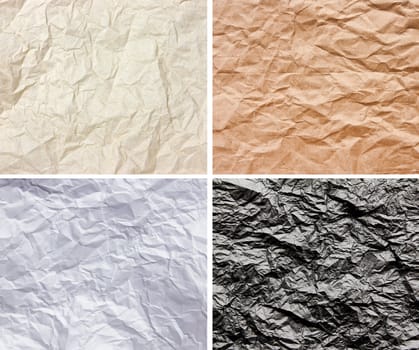 Set of Wrinkled 4 color paper texture for background