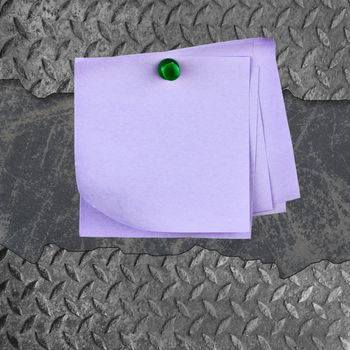Blank post it note on Grunge Metal plate with Cracked