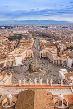 Panorama of Vatican and Rome . Skyline aerial view
