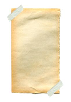 Old  paper with sticky tape on white background
