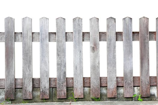 Old wood fence on white background, with clipping paths