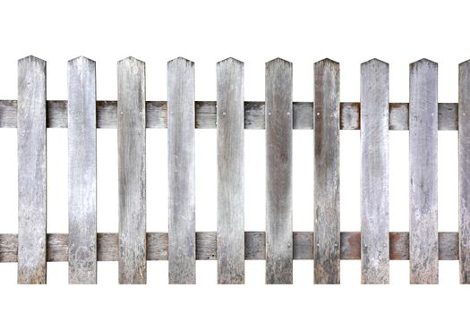 Old wood fence on white background, with clipping paths