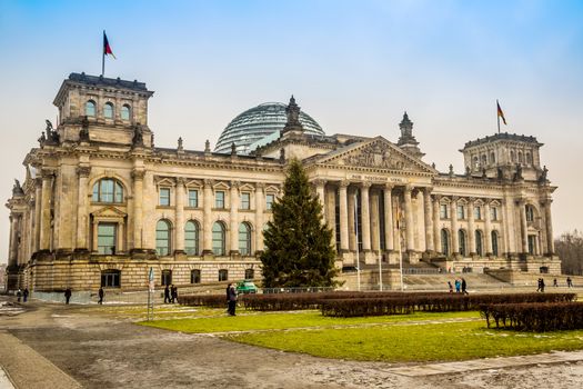 Reichstag building in Berlin, Germany on christmas