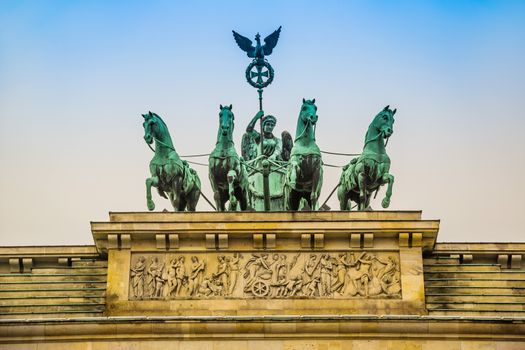 BRANDENBURG GATE, Berlin, Germany at night. Road side view