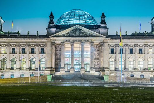 Reichstag building in Berlin, Germany on christmas