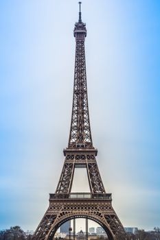 Eiffel Tower in Paris France on a beautiful sunny day