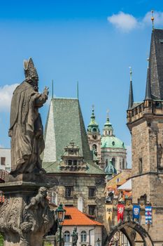 Karlov or charles bridge in Prague in summer