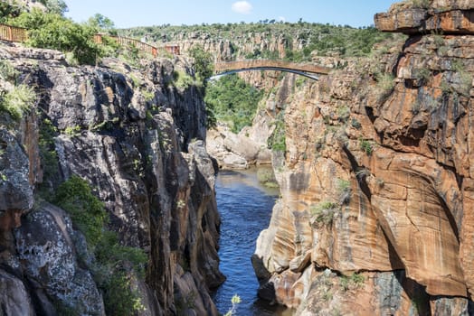 river at the bourkes potholes in south africa near the panoramaroute with big canyon and waterfalls