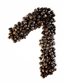 Numbers made from coffee beans