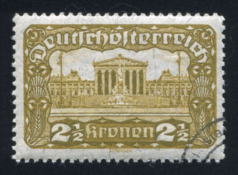 AUSTRIA - CIRCA 1919: stamp printed by Austria, shows Parliament
Building, circa 1919