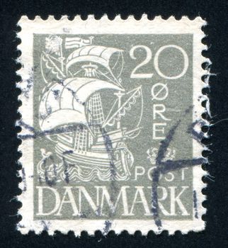 DENMARK - CIRCA 1927: stamp printed by Denmark, shows Caravel, circa 1927