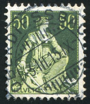 SWITZERLAND - CIRCA 1907: stamp printed by Switzerland, shows Helvetia, circa 1907.