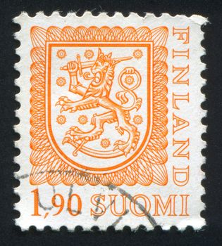 FINLAND - CIRCA 1974: stamp printed by Finland, shows Coat of arms of Finland, circa 1974