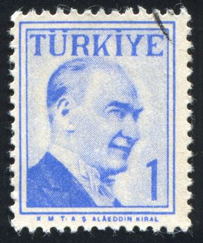 TURKEY - CIRCA 1957: stamp printed by Turkey, shows president Kemal Ataturk, circa 1957.