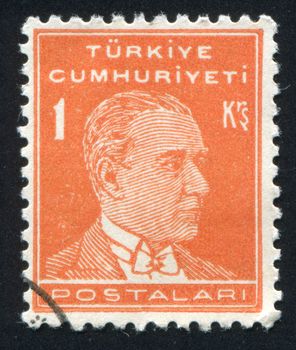 TURKEY - CIRCA 1942: stamp printed by Turkey, shows president Kemal Ataturk, circa 1942.