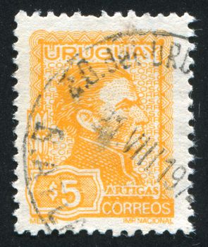 URUGUAY - CIRCA 1972: stamp printed by Uruguay, shows Jose Gervasio Artigas, circa 1972